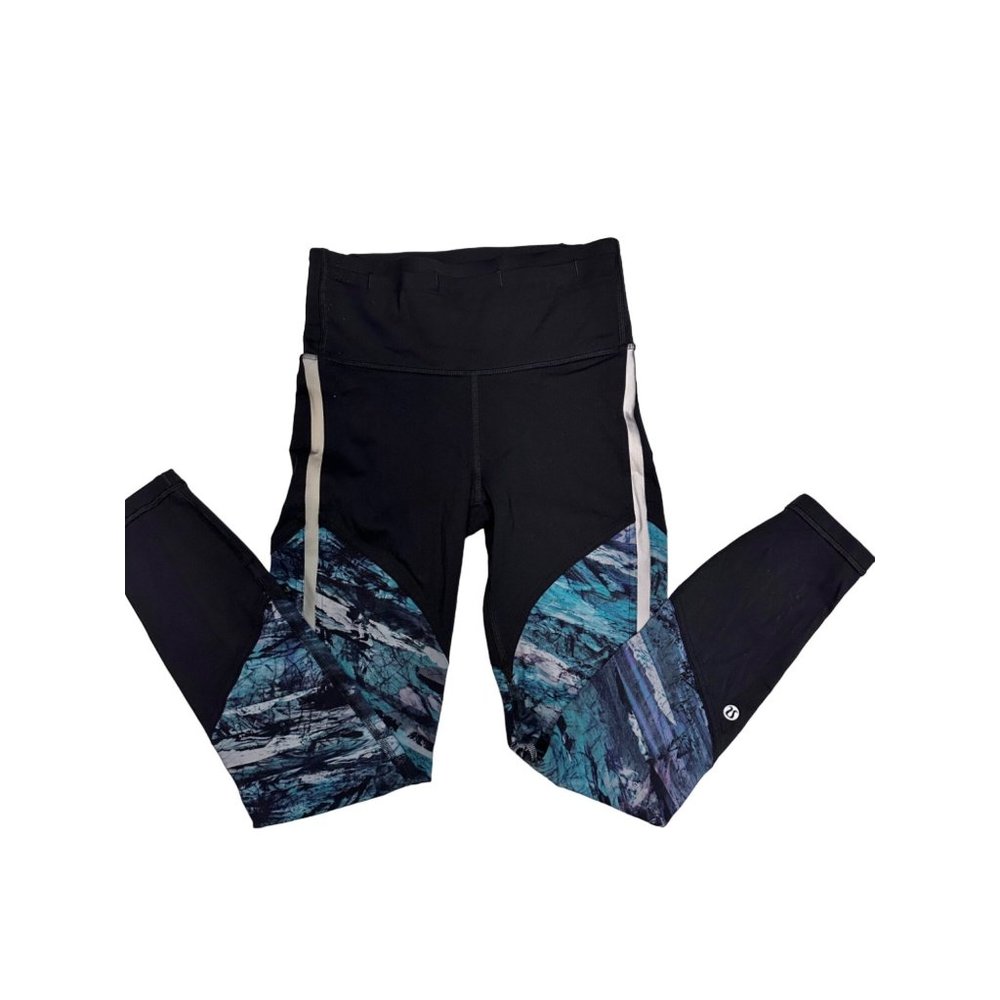 Lululemon Run to Reset Tight 25"‎ Black Frozen Island Multi Size 4